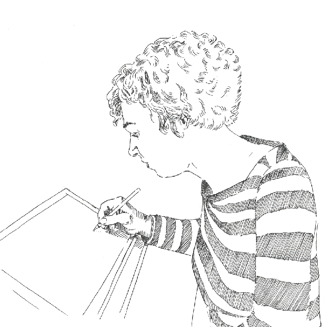 Selbstportrait Illustration Tusche Bleistift Aquarell